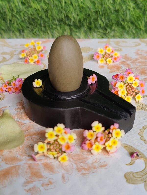 Natural Green Narmadeshwar Shivling & Yoni Base Stand - Image 2