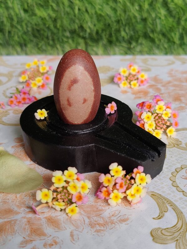 Small Narmada Shivling & Narmada Stone Yoni Base Foe Home Temple Pooja - Image 2