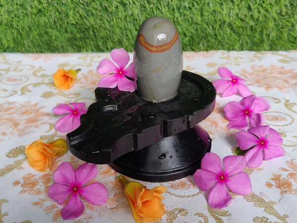Tilak Narmada Shiva Lingam With Stone Yoni Base - Image 2