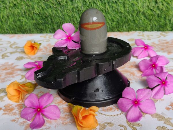 Tilak Narmada Shiva Lingam With Stone Yoni Base - Image 3
