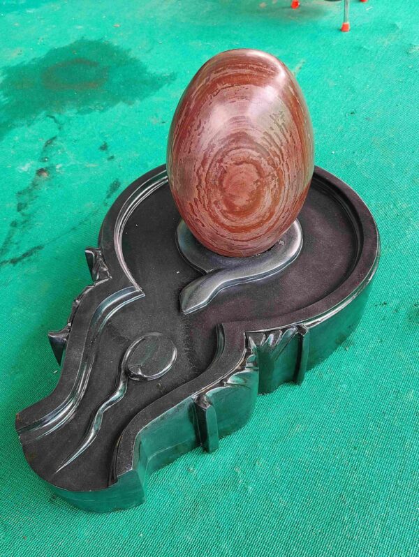 Big temple Holy Narmada Shiva Lingam 15 Inch With Base - Image 4