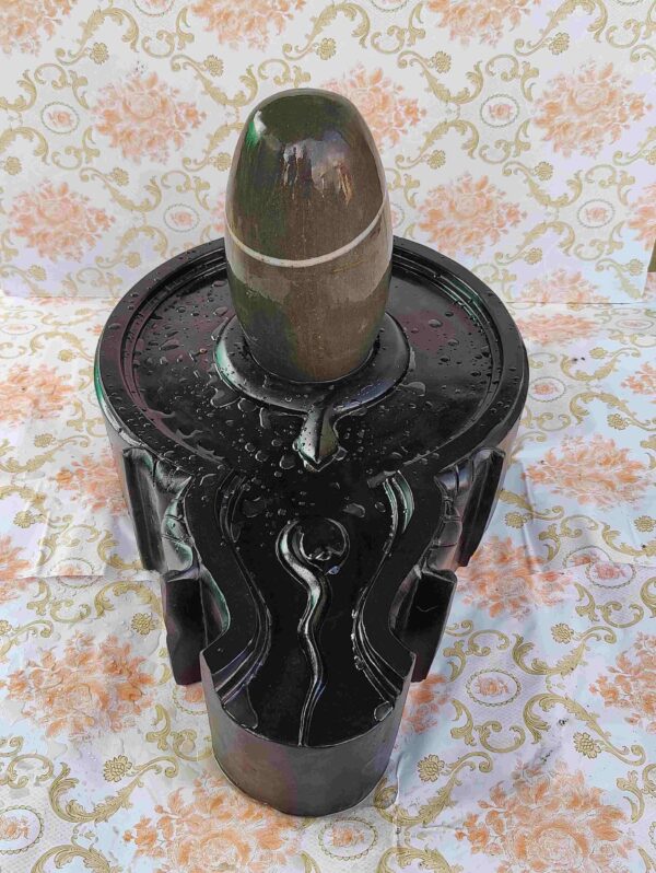 1 Feet Narmada Shivling With 2 Feet Yoni Base Jaladhara For Temple Pooja - Image 5