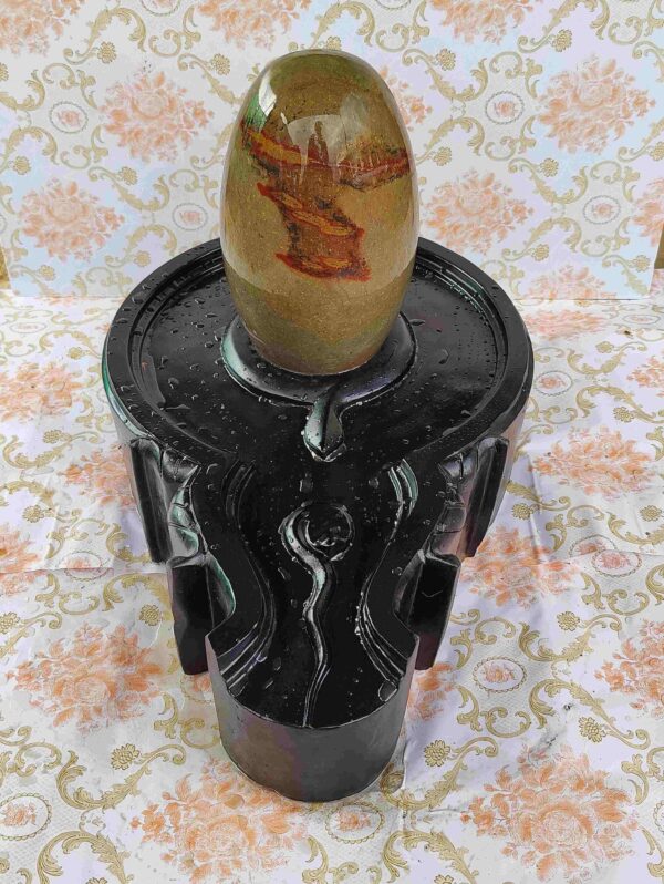 1 Feet Narmada Shivling With 2 Feet Yoni Base Jaladhara For Temple Pooja - Image 4