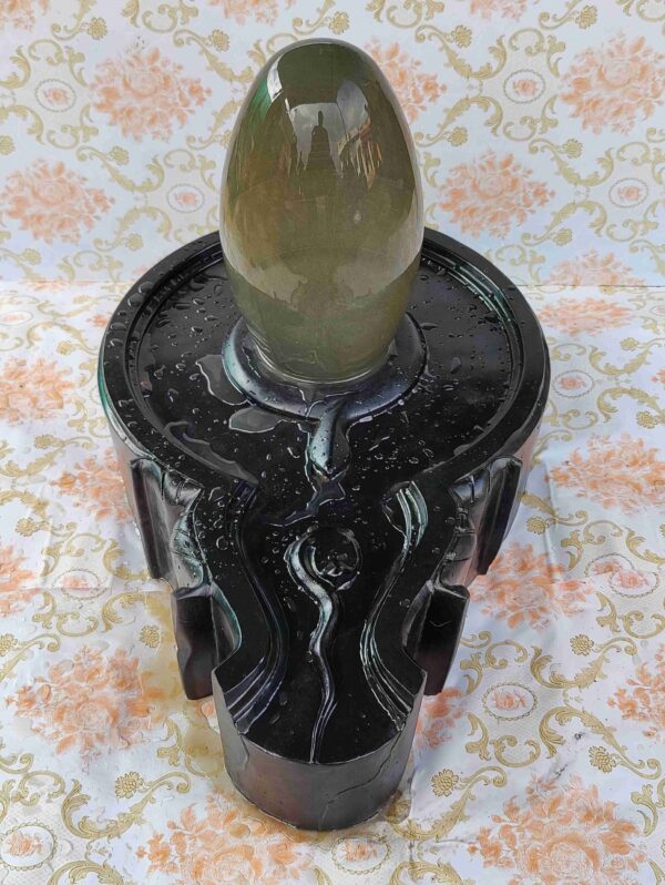 1 Feet Narmada Shivling With 2 Feet Yoni Base Jaladhara For Temple Pooja - Image 2