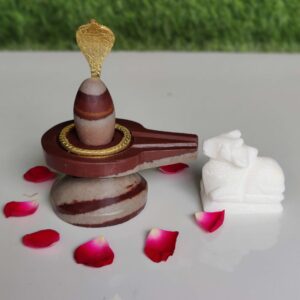 Narmada Shiva Lingam And Narmada Yoni Base With Snake Nandi