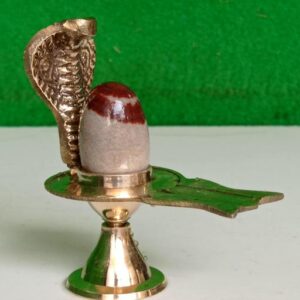 Natural Unique Narmada Stone Bana Top Shivling Brass Jaladhari With Naag Size 2 X 4