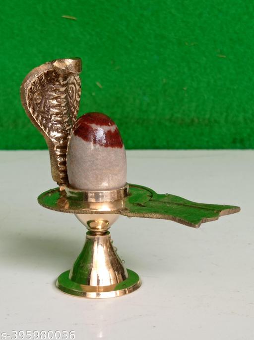 Natural Unique Narmada Stone Bana Top Shivling Brass Jaladhari With Naag Size 2 X 4