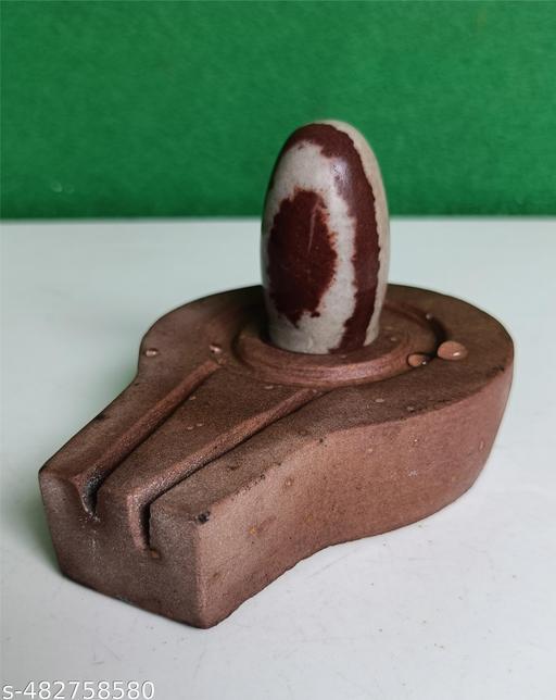 Natural And Antique Narmadeshwar Narmada Stone Bana Unique Shivling And Plate Jaladhari Size 2 X 4