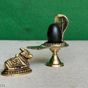 Shivam Vastukala Narmadeshwar Shivling With Brass Jaladhari And Brass Nandi Gold Colour 1 Set Brass Jaladhari Narmada Shivlingam 1 Brass Nandi
