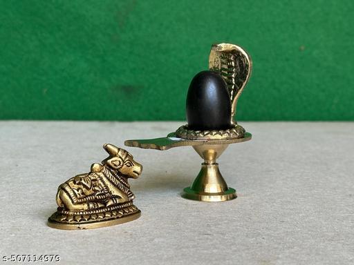 Shivam Vastukala Narmadeshwar Shivling With Brass Jaladhari And Brass Nandi Gold Colour 1 Set Brass Jaladhari Narmada Shivlingam 1 Brass Nandi