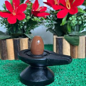 2 Inch Black Narmadeshwar Shivling With 4 Inch Black Damru Aladhari
