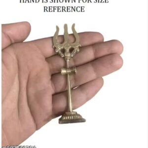 Brass Trishul With Damru For Pooja