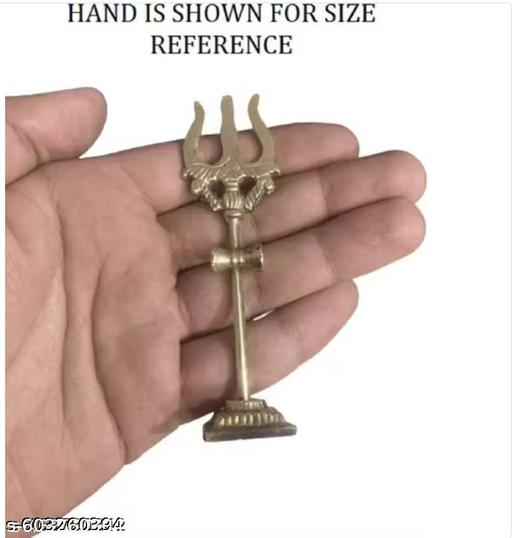 Brass Trishul With Damru For Pooja