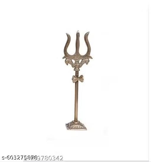 Brass Trishul With Damru For Pooja