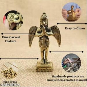 Shivam Vastu Kala Original Brass Garuda Murti Garud Bhagwan Idol Brass Statue Holy Bird Figurine Lord Vishnu Hindu God Sculpture 3 5 Inch