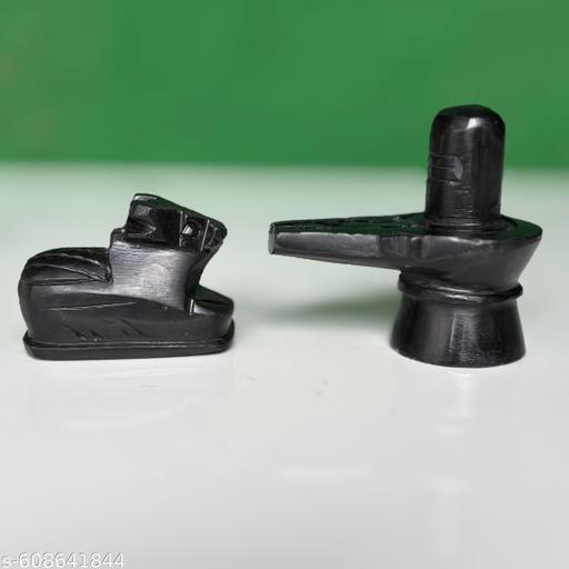 Marble Stone Shivling With Nandi For Pooja Black Nandi Pindi Marble Nandi Idol 2.5 Inches 7.5 Cm Shiva Shivalingam Home Shiva Linga Black Shivlinga Office