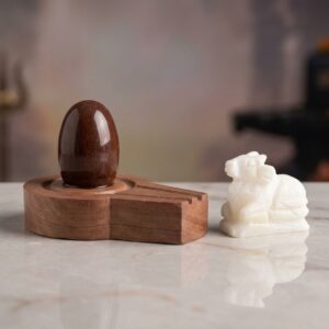 By Shivam Vastu Kala Shivling Art Narmadeshwar Shivling Narmada Shivling With Stone Yoni Base Nandi Shivling For Home Pooja Mandir Mahadev Shiva Lingam Original Shivling Stone For Pooja