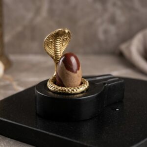 2 Inch Original Natural Narmadeshwar Shivling Narmada Stone Shiva Lingam With 3 Inch Jaldhari Naag For Temple Puja