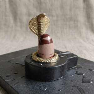 2 Inch Original Natural Narmadeshwar Shivling Narmada Stone Shiva Lingam With 3 Inch Jaldhari Naag For Temple Puja