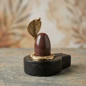 2 Inch Original Natural Swayambhu Narmadeshwar Narmada Stone Shiva Lingam With 3 Inch Base Naag For Tempal Puja