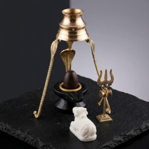 Original Natural Narmadeshwar Shivling Narmada Stone Shiva Lingam With Damru Jaldhari And Full Set For Temple Pooja