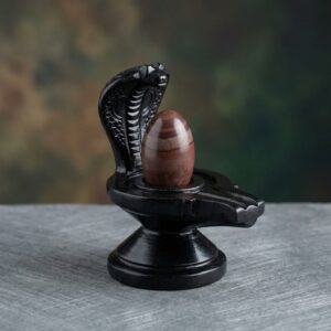 2 Inch Original Natural Narmadeshwar Shivling Narmada Stone Shiva Lingam With 3 Inch Jaldhari Naag For Temple Puja