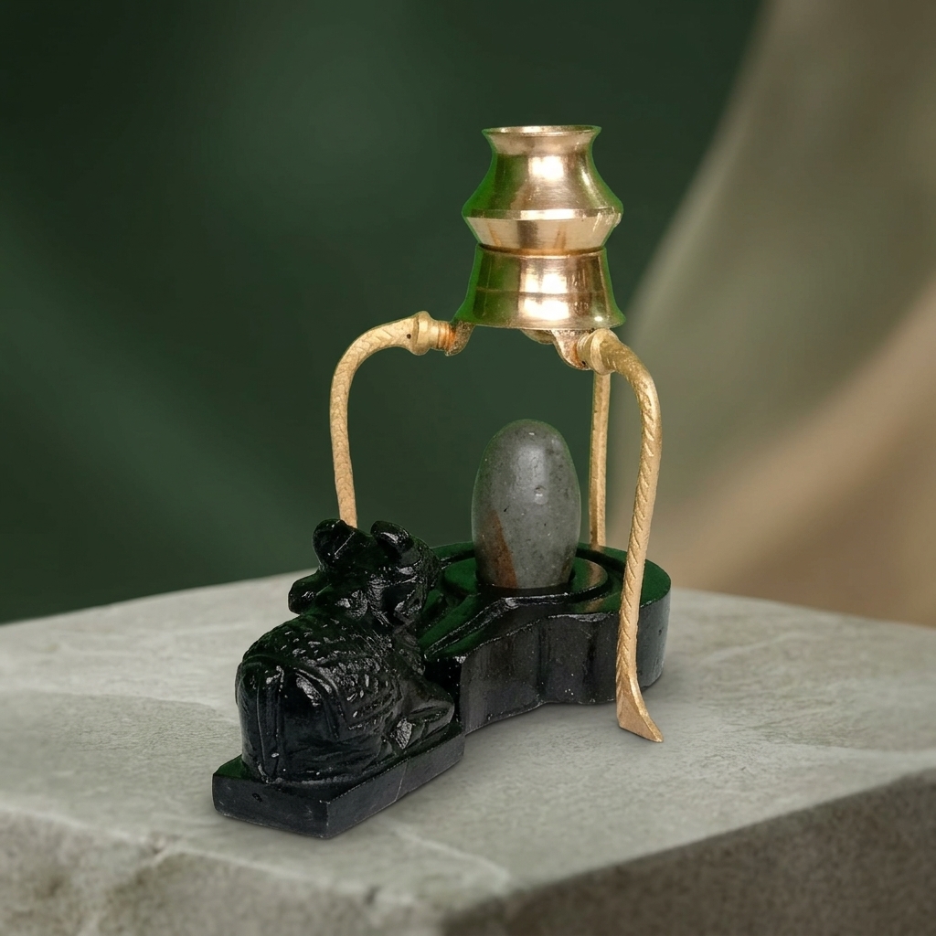 100 Natural Origanal Narmada Stone Bana Lingam Narmadeshwar 1 Inch Shivling And 2 5 Inch Jaladhari With Nandhi Ji Ans Water Stane For For Worship At Home Lord Mahadeva Shivsankar Size 1 X 2 5