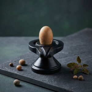 100 Natural Origanal Narmada Stone Narmadeshwar 2 Inch Bana Lingam And 4 Inch Black Damru Jaladhari For For Worship At Home Size 2 X 4