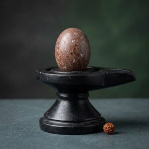 100 Natural Origanal Narmada Stone Narmadeshwar 2 Inch Bana Lingam And 4 Inch Black Damru Jaladhari For For Worship At Home Size 2 X 4