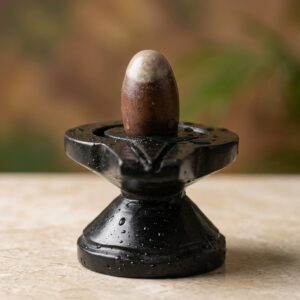 Antique Unique Narmada Stone Bana Lingam 100 Natural Narmadeshwar 2 Inch Shivling And 4 Inch Damru Jaladhari For Worship At Home Size 2 X 4