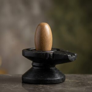 2 Inches Peors Yellownarmadeshwar Shivling With Narmada Stone Jaladhari