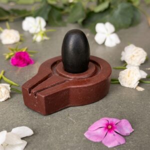 Pure Black Narmadeshwar Shivling With Red Narmada Stone Jaladhari