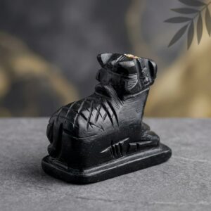 Murti Spandan Marble Dust Nandi Idol Handcrafted Matt Finish Shiva S Cow Statue For Temple Puja Home Nandi Pindi Showpiece Ideal Gift Item For Housewarming Black Medium Size
