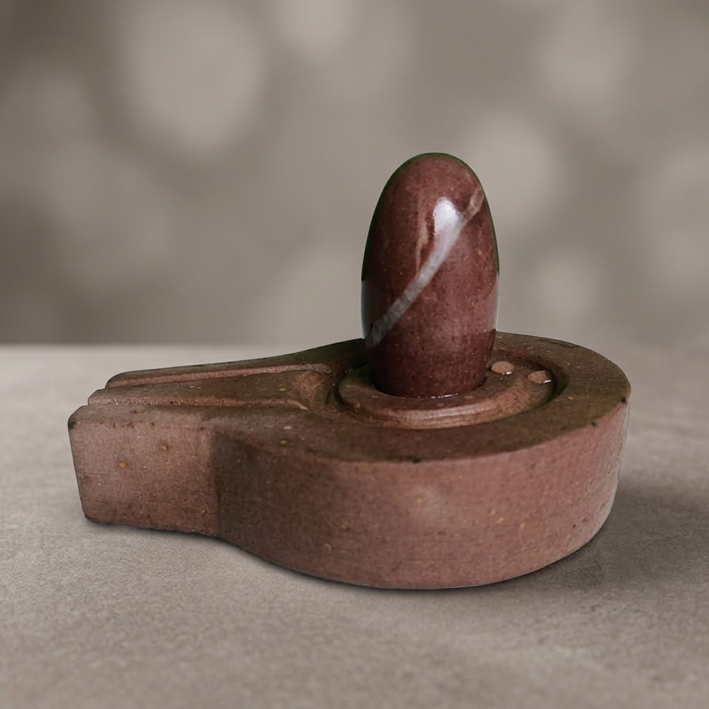 Antique Narmadeshwar Narmada Stone Bana Unique Mala Shivling And Plate Jaladhari Size 2 X 4