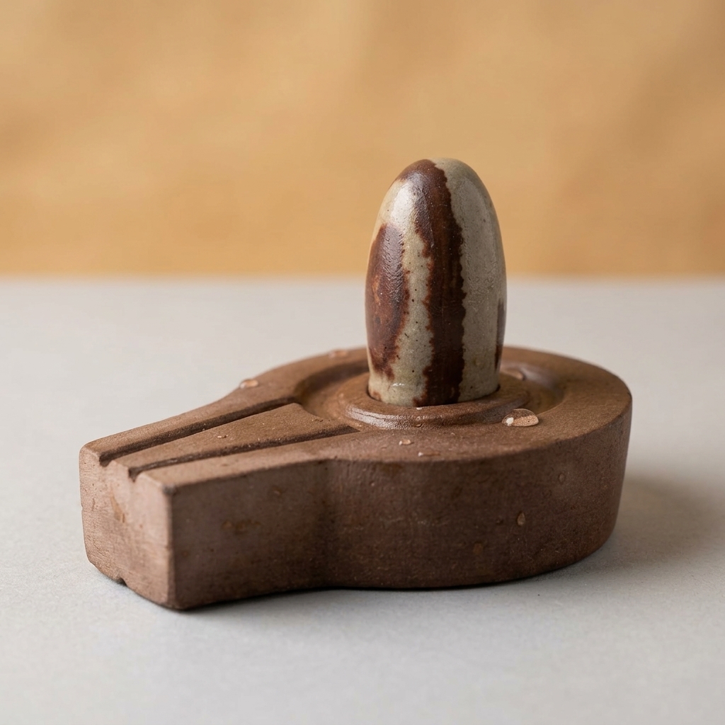 Natural And Antique Narmadeshwar Narmada Stone Bana Unique Shivling And Plate Jaladhari Size 2 X 4