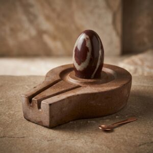 Natural And Antique Narmadeshwar Narmada Stone Bana Unique Shivling And Plate Jaladhari Size 2 X 4