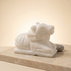 Antique And Origanal Marble White Nandhi Ji Size 2 Inch