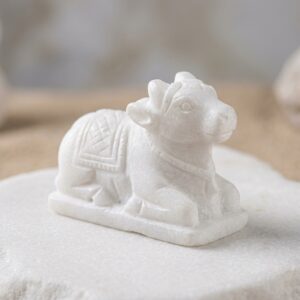 Antique And Origanal Marble White Nandhi Ji Size 2 Inch