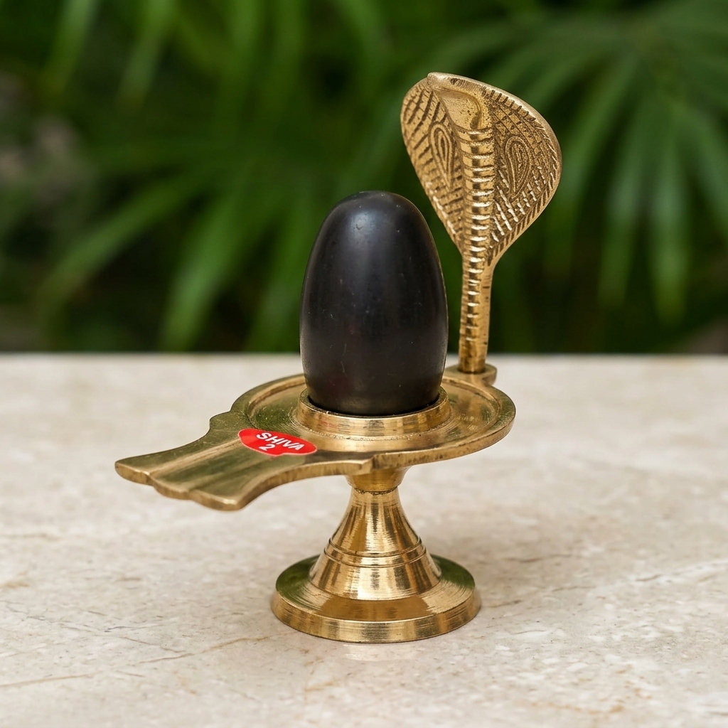 Brass Jaladhari Narmadeshwar Shivling With Brass Base - Image 3