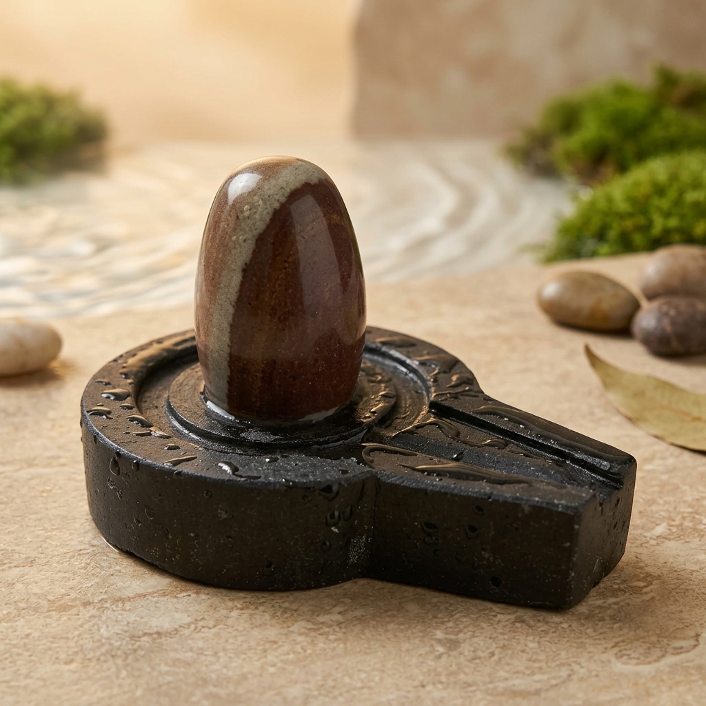 Janeudhari Narmadeshwar Shivling Brown Colour Original Narmadeshwar Shivling L Narmada Stone Shiva Lingam Mahadev Idol For Home Pooja