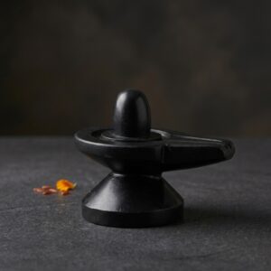 2 Inch Black Narmadeshwar Shivling With 4 Inch Black Damru Aladhari
