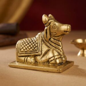 Brass Nandi Cow Over Base Statue Brass Nandi Idol Nandi Statue For Home Temple