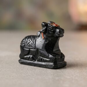 Black Marble Stone Shiva Nandi Ji Moorti Murti Statue Figurine Idol Sculpture Bail Bull Puja Pooja Home Temple Mandir Office Shop Home Decorative Showpiece 5 Cm Lord Mahadev Bholenath Vehicle