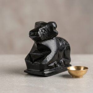 2 Inch Black Marble Nandi For Shivling In Home Pooja