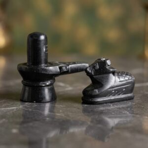 Marble Stone Shivling With Nandi For Pooja Black Nandi Pindi Marble Nandi Idol 2.5 Inches 7.5 Cm Shiva Shivalingam Home Shiva Linga Black Shivlinga Office