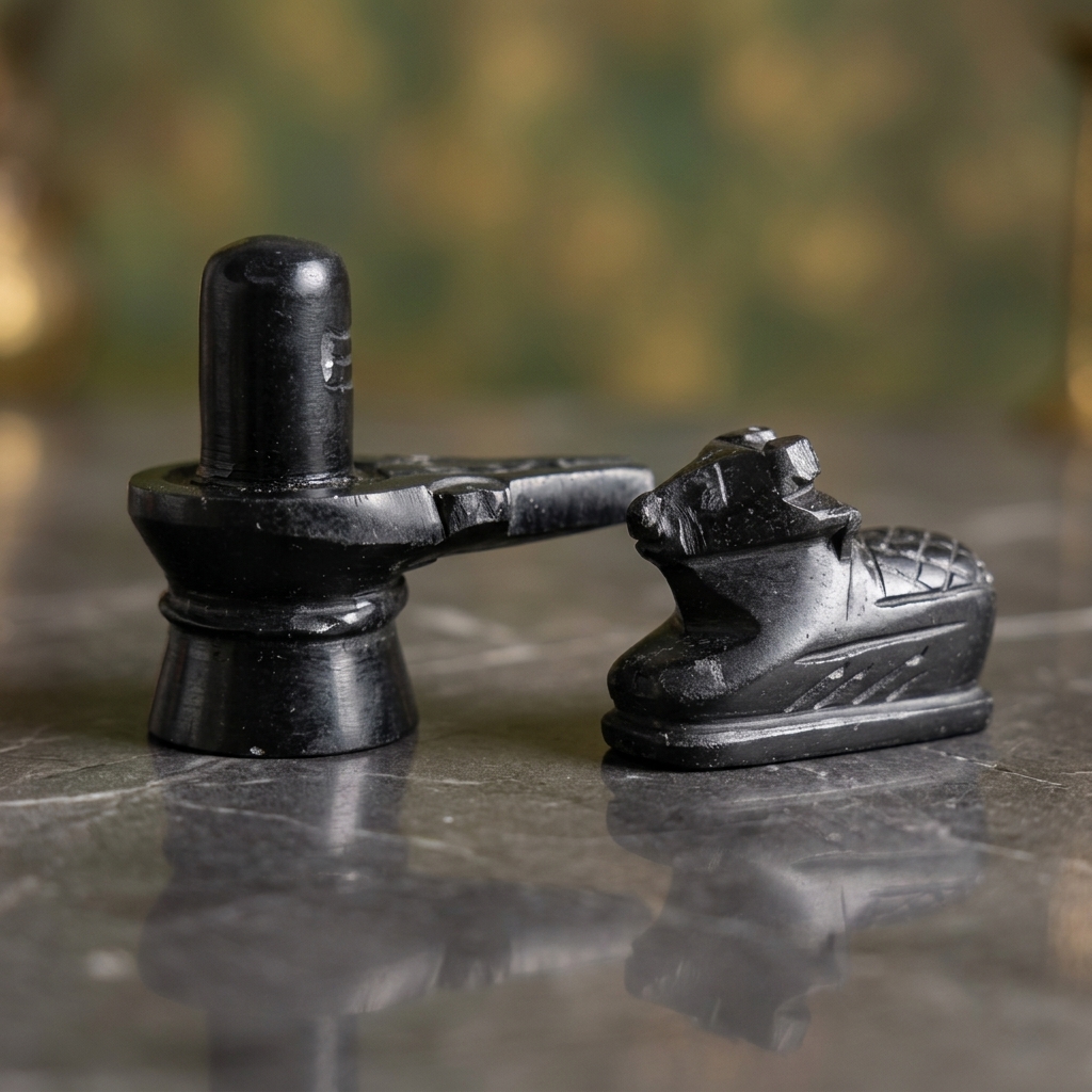Marble Stone Shivling With Nandi For Pooja Black Nandi Pindi Marble Nandi Idol 2.5 Inches 7.5 Cm Shiva Shivalingam Home Shiva Linga Black Shivlinga Office