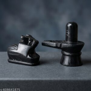Original Black Marble Shivling With Nandi For Home