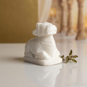 Shivratri White Marble Stone Shiv Nandi Idol 2 Inch For Pooja Mandir
