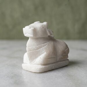 Shivam Vastu Kala Shivratri White Marble Stone Shiv Nandi Idol 2 Inch For Pooja Mandir