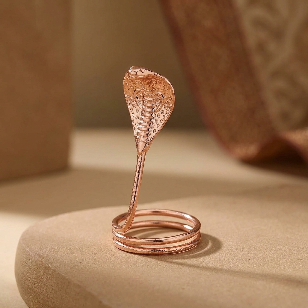 Copper Naag For Shivling Lord Shiv Pooja Rose Gold Plated